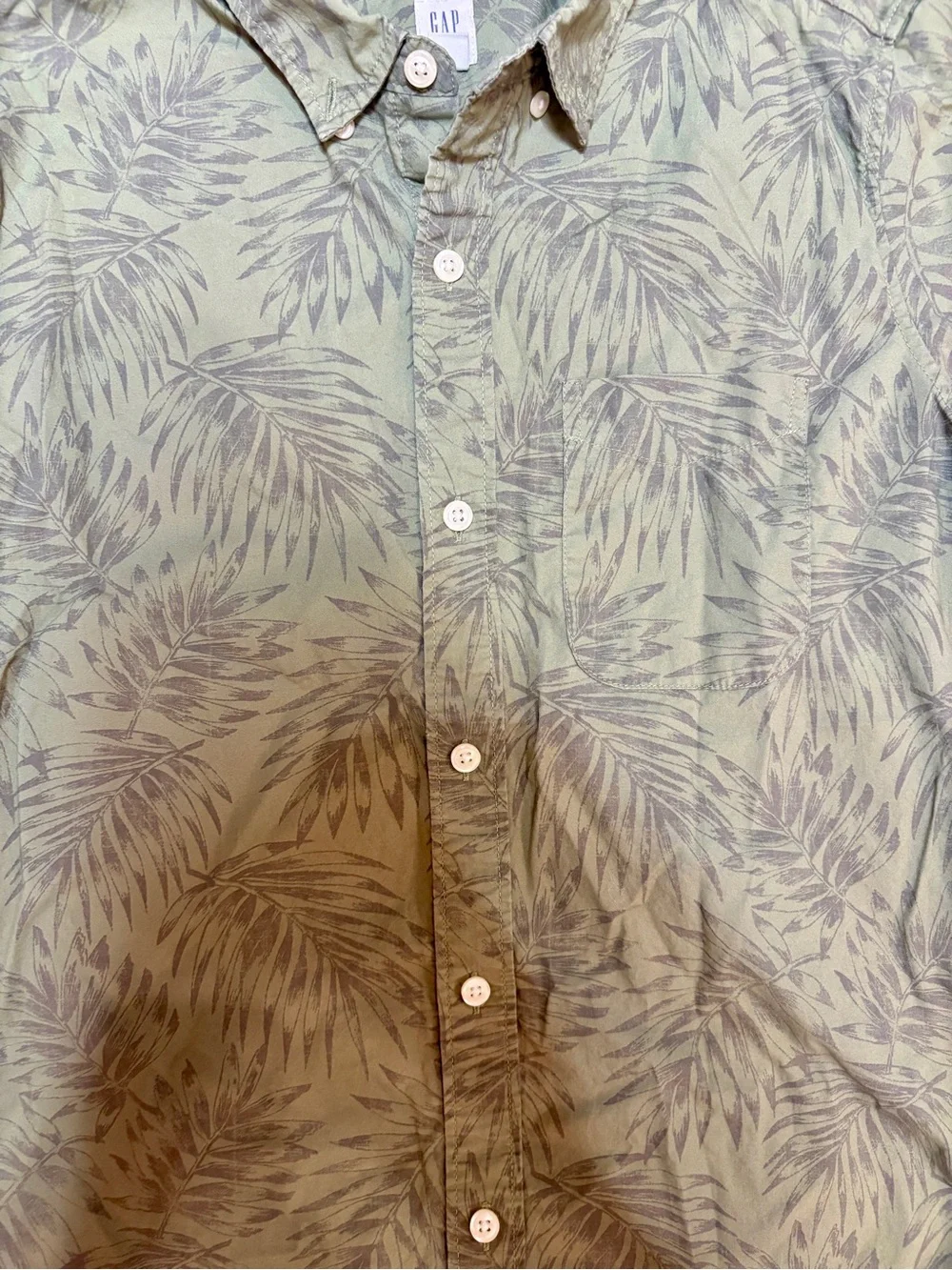 Gap Kids Boys Palm Leaf Tropical Button Down Shirt Green 100% Cotton XL 12